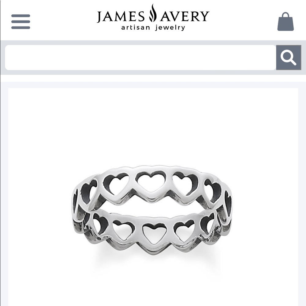 Authentic James Avery Tiny Hearts Band Ring, Size 5.5
